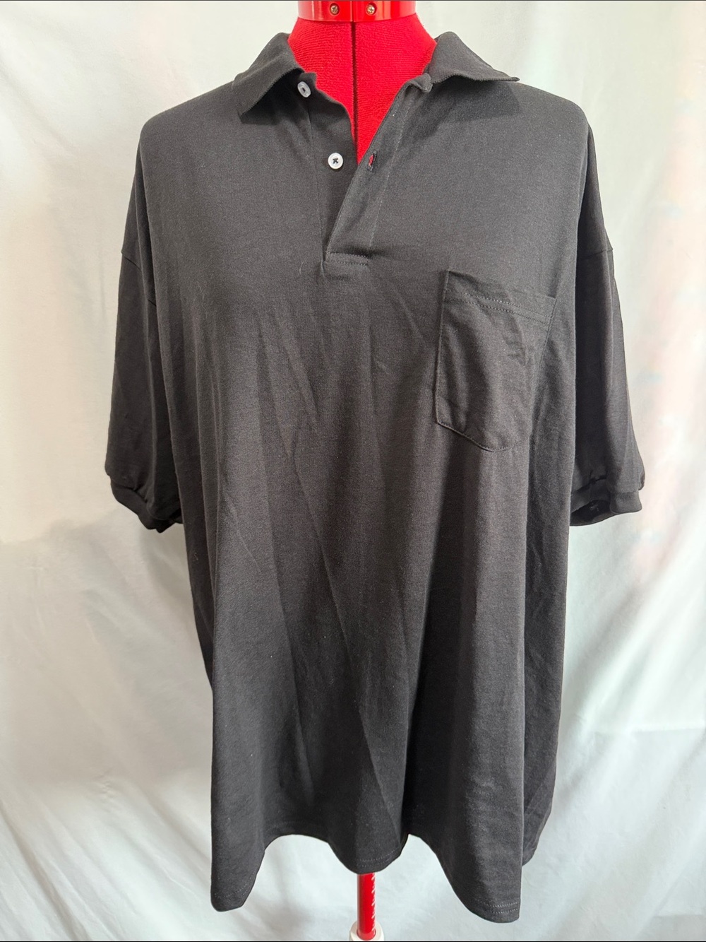 Hanes Black Short-Sleeve Polo with Chest Pocket
